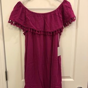 New with tags off the shoulder fuscia dress